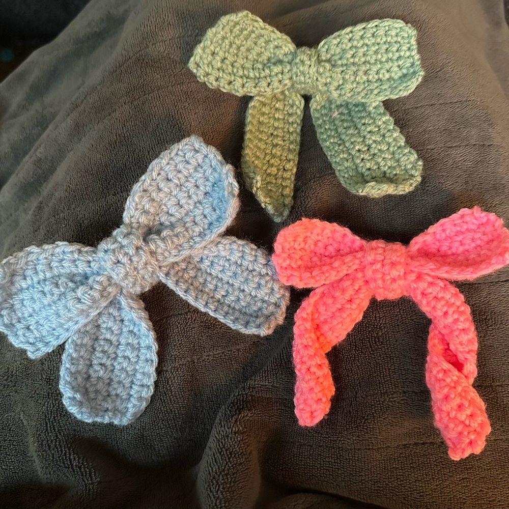 Handmade Crochet Bow Set - Pink, Blue, Green, other